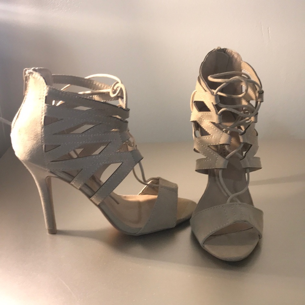 Suede nude color heels